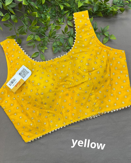 Silk cotton blouse with gold butti | Sleeves available - Kurti Connection USA