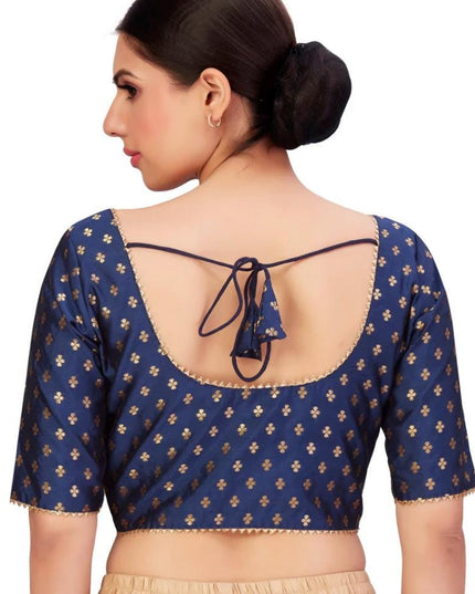 Silk blouse | Dark blue blouse | Size 44/46/48/50 - Kurti Connection USA