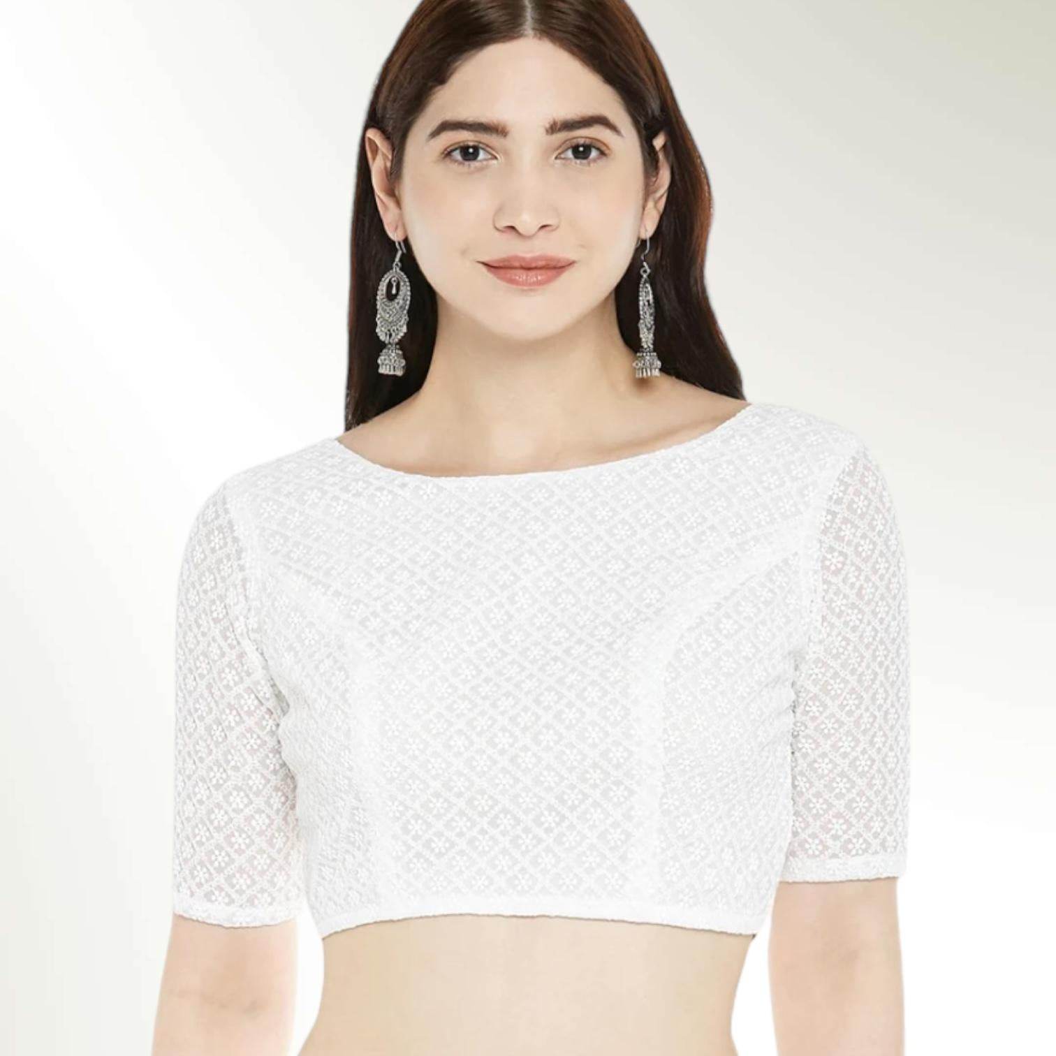 1215 Off white blouse | plus size blouses - Kurti Connection USA