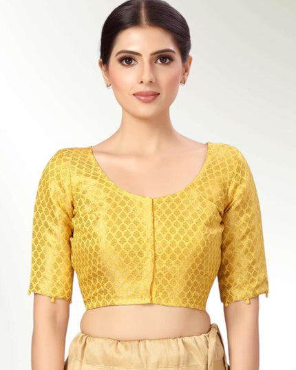Plus size blouses for saree | light yellow - Kurti Connection USA