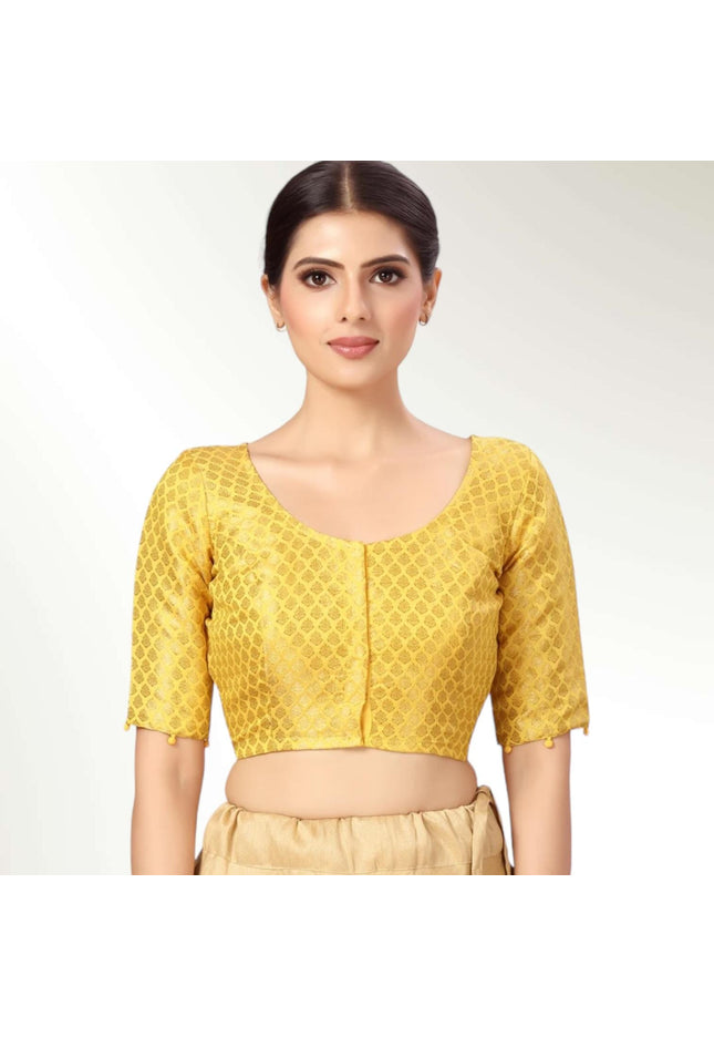 Plus size blouses for saree | light yellow - Kurti Connection USA