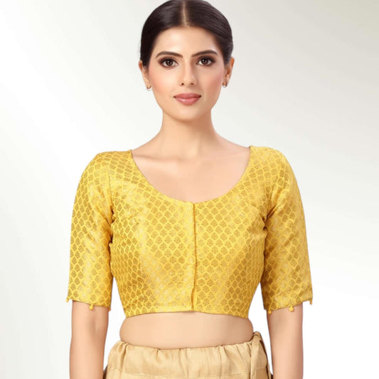 Plus size blouses for saree | light yellow