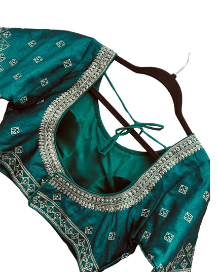 Silver embroidery blouses | readymade blouse for saree - Kurti Connection USA