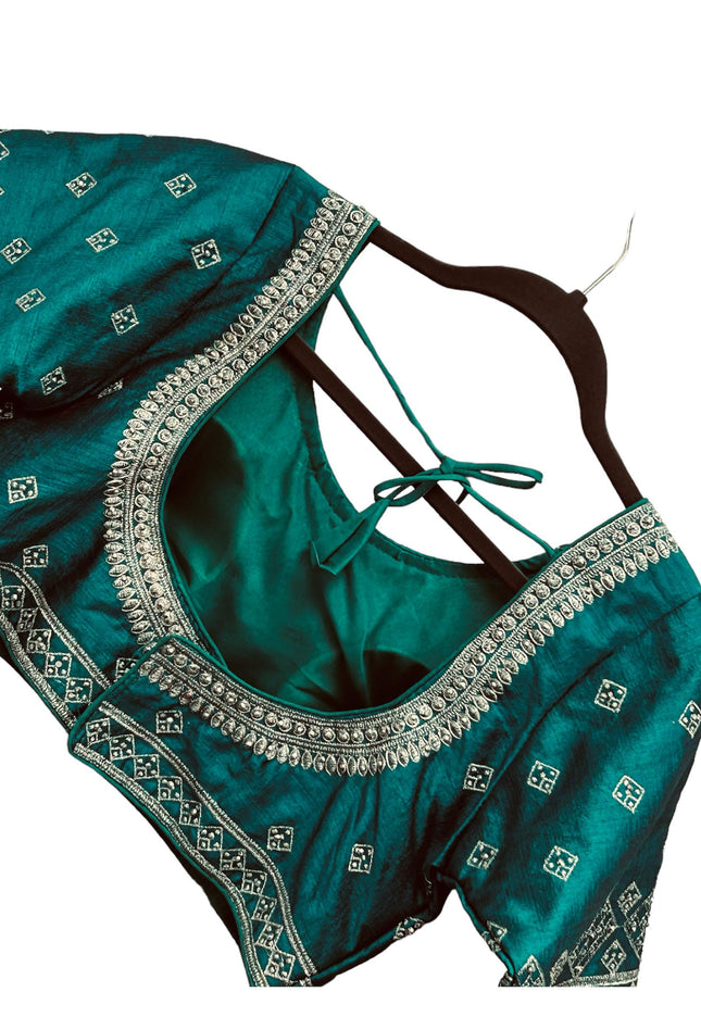 Silver embroidery blouses | readymade blouse for saree - Kurti Connection USA