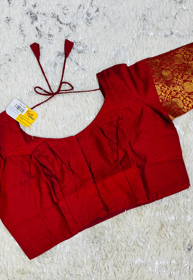 Dark maroon silk blouse - Kurti Connection USA