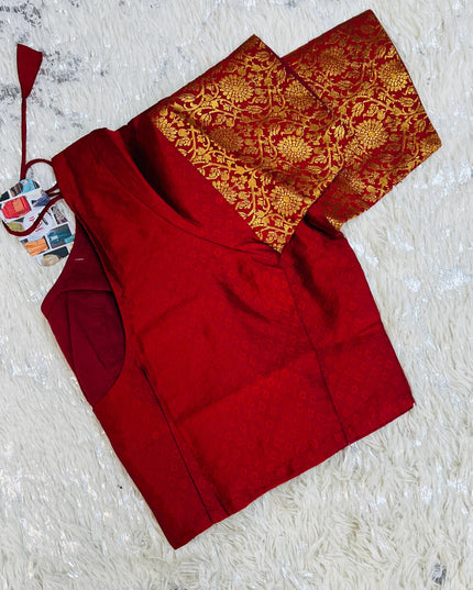 Dark maroon silk blouse - Kurti Connection USA