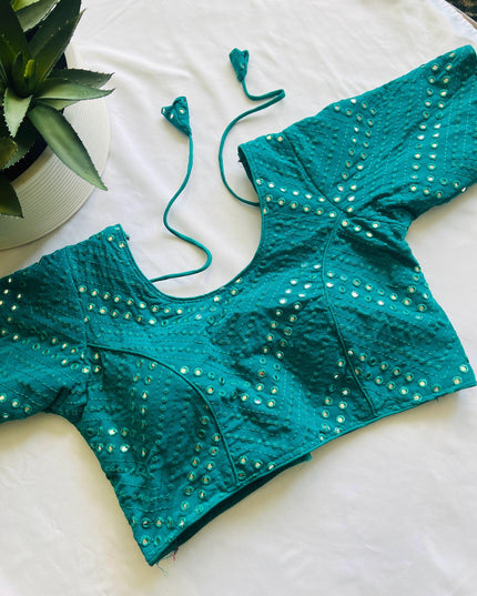 Foil mirror work blouse - Kurti Connection USA