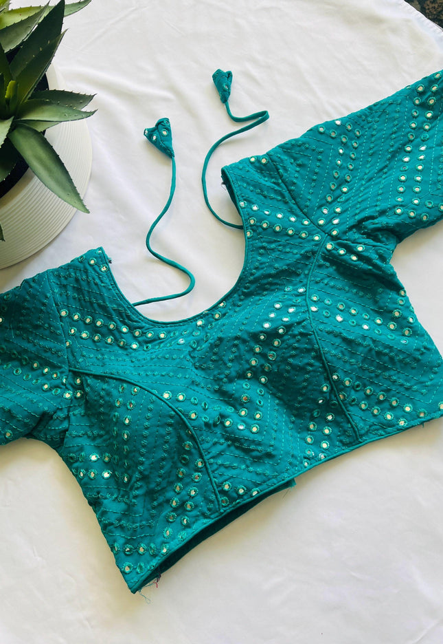 Foil mirror work blouse - Kurti Connection USA