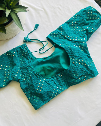 Foil mirror work blouse - Kurti Connection USA