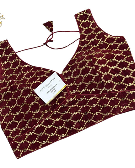 Size 36 velvet blouse - Kurti Connection USA