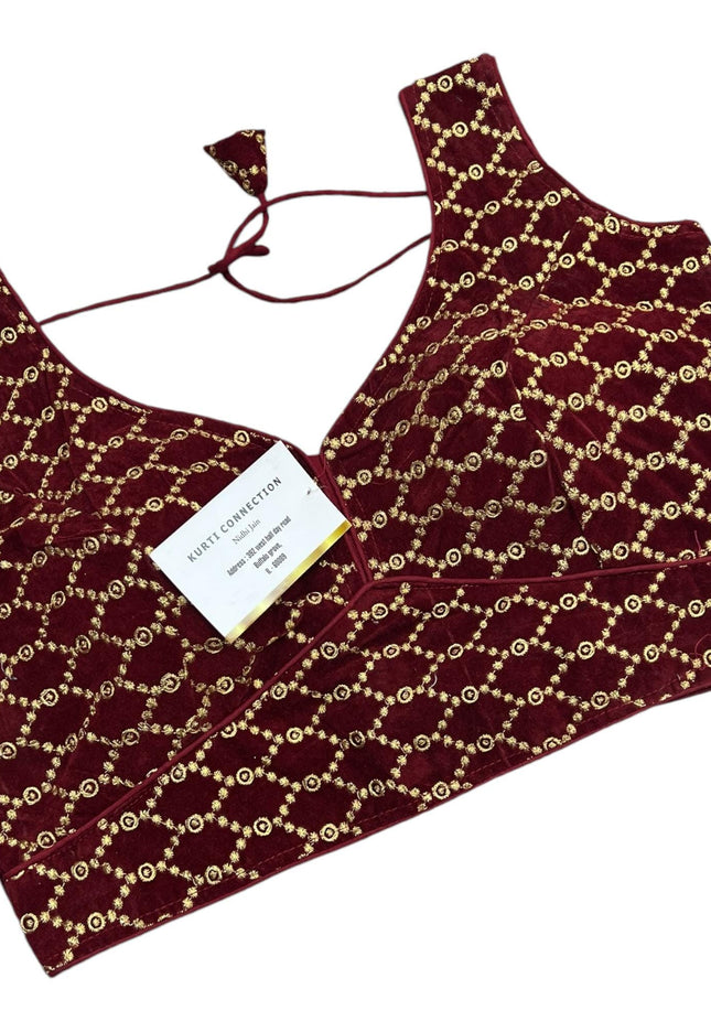 Size 36 velvet blouse - Kurti Connection USA