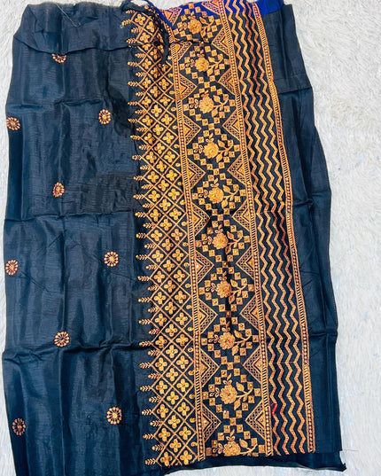 Embroidered blouse piece / unstitched blouse piece / silk material - Kurti Connection USA