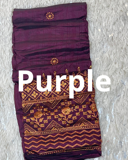 Embroidered blouse piece / unstitched blouse piece / silk material - Kurti Connection USA