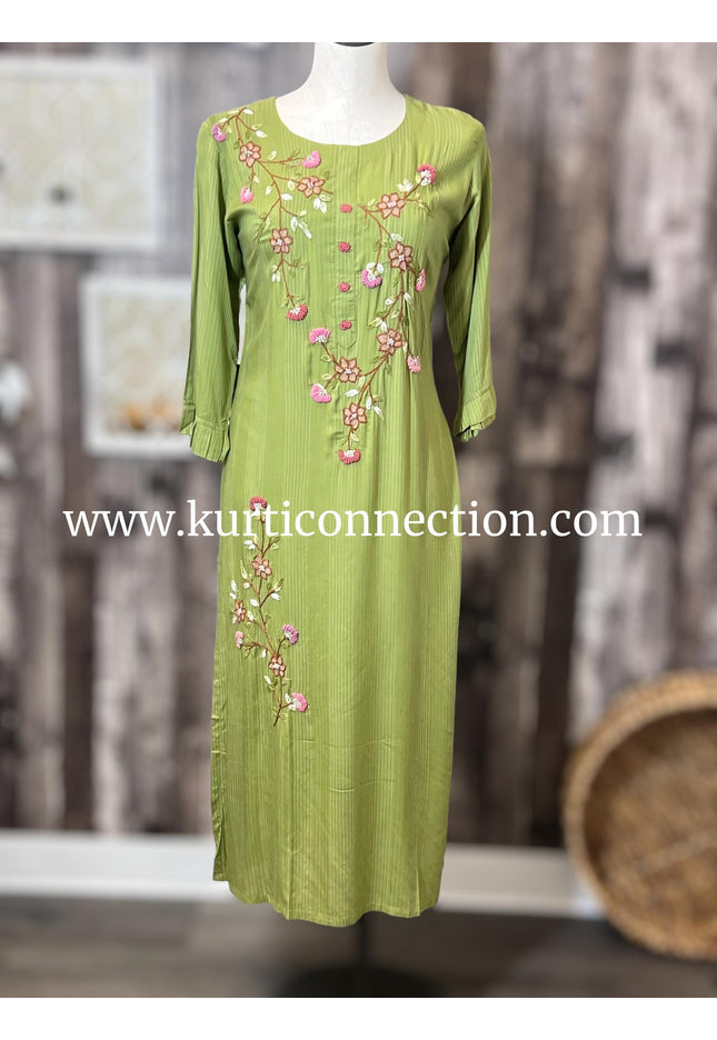 Embroidered cotton kurti - Kurti Connection USA