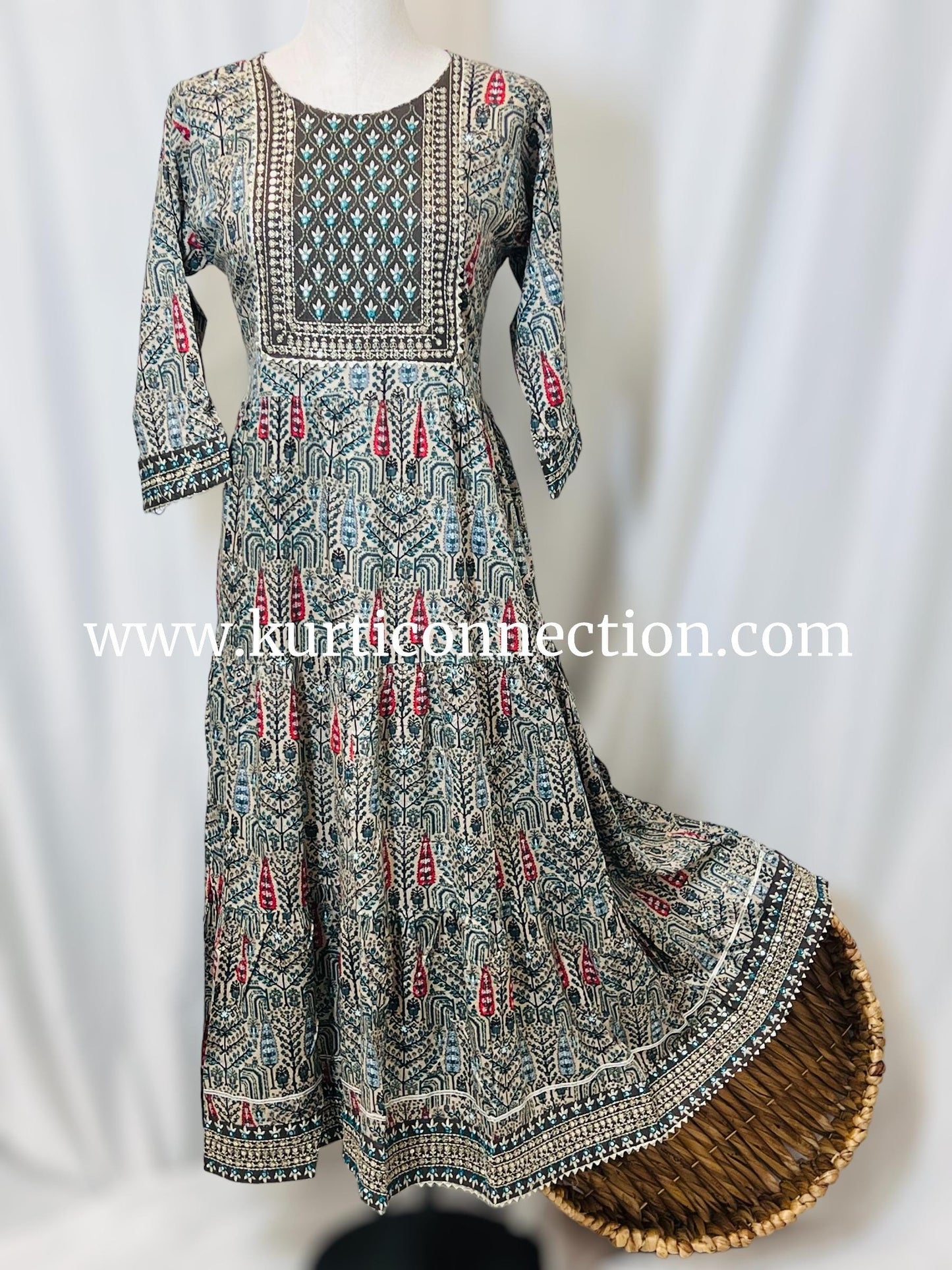 Printed cotton kurti with sequin border