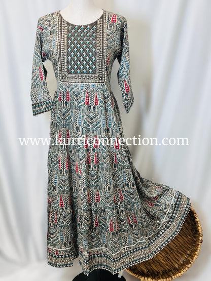 Printed cotton kurti with sequin border