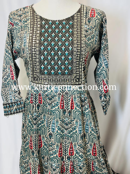 Printed cotton kurti with sequin border