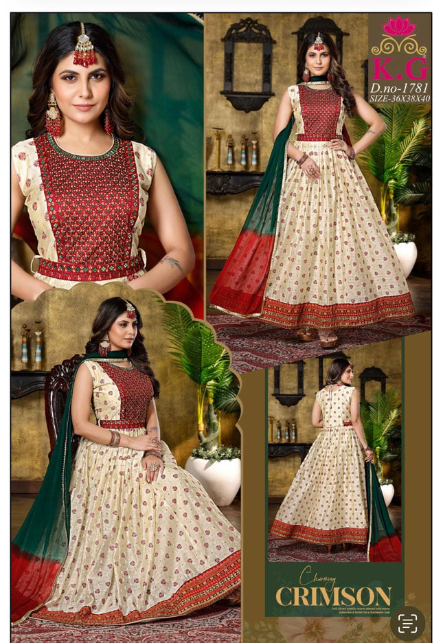Chanderi silk long kurti for girls - Kurti Connection USA