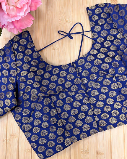 Front hook blouse : Navy blue - Kurti Connection USA