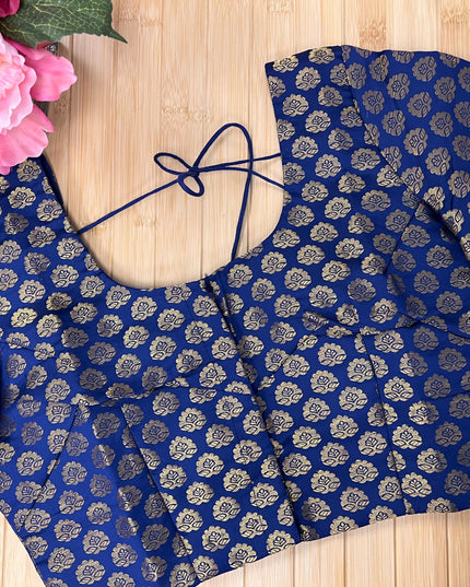 Front hook blouse : Navy blue - Kurti Connection USA