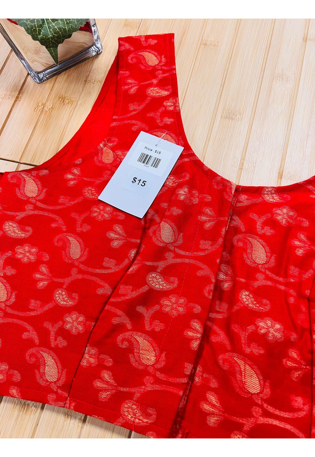 Front hooks blouse : red - Kurti Connection USA