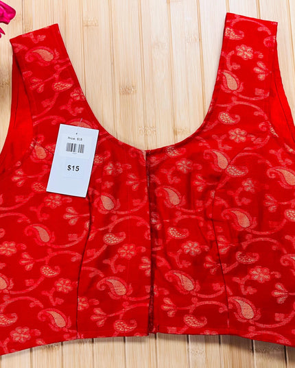 Front hooks blouse : red - Kurti Connection USA