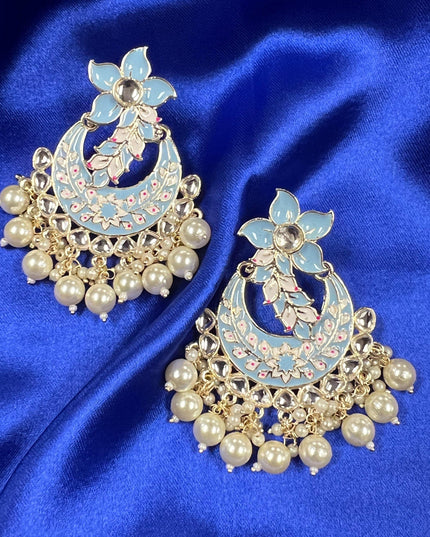 Light blue earrings | chandbali - Kurti Connection USA