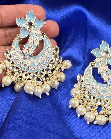 Light blue earrings | chandbali - Kurti Connection USA