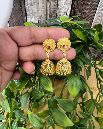 Golden jhumki | screw back - Kurti Connection USA