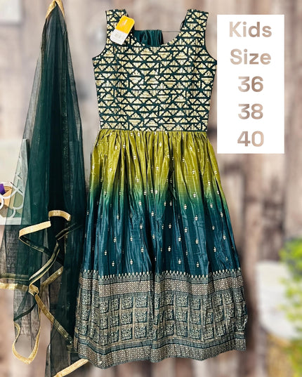 Dola Silk long dress for teenagers - Kurti Connection USA