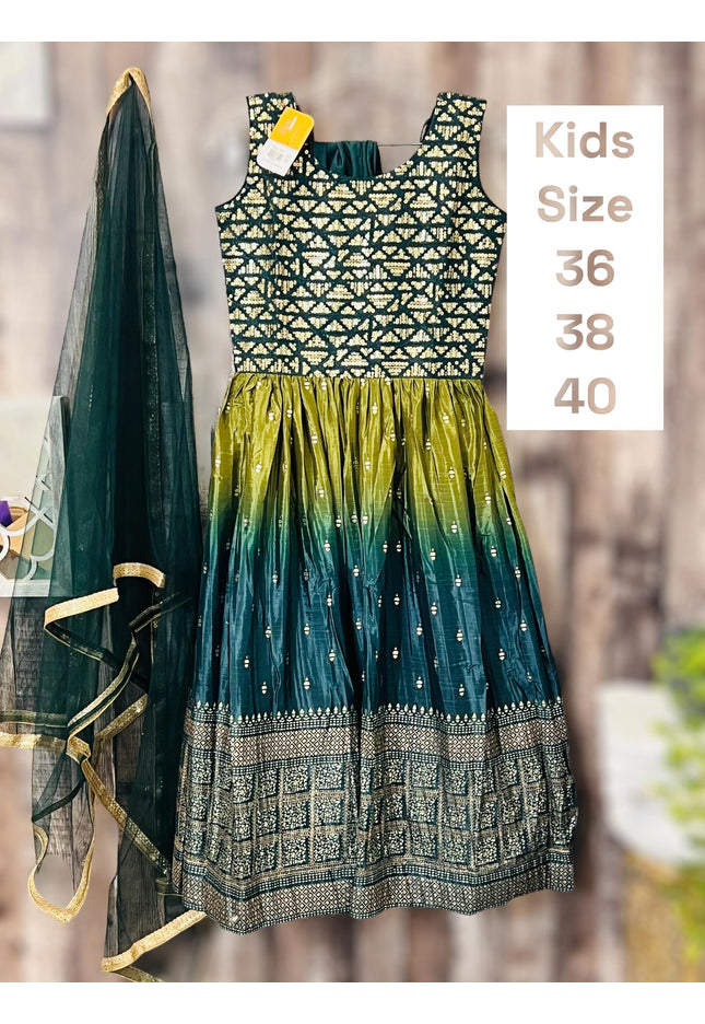 Dola Silk long dress for teenagers - Kurti Connection USA