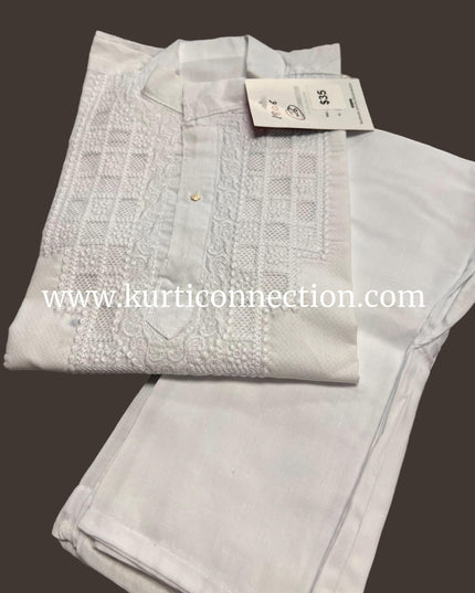 White kurta pajaama for boys - Kurti Connection USA