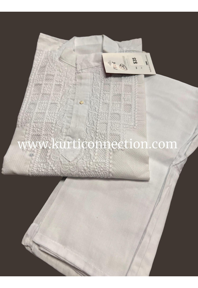 White kurta pajaama for boys - Kurti Connection USA