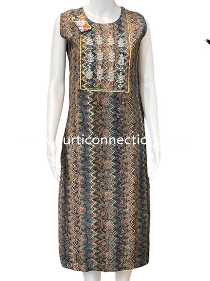 Chanderi silk suit with stretchable pant