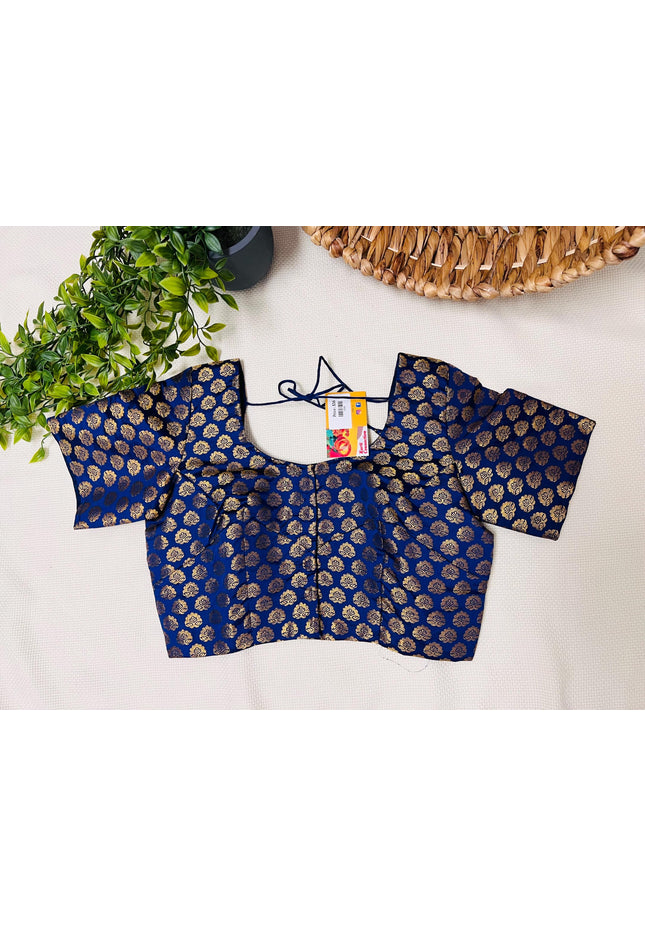 Navy blue Blouse | front hooks - Kurti Connection USA