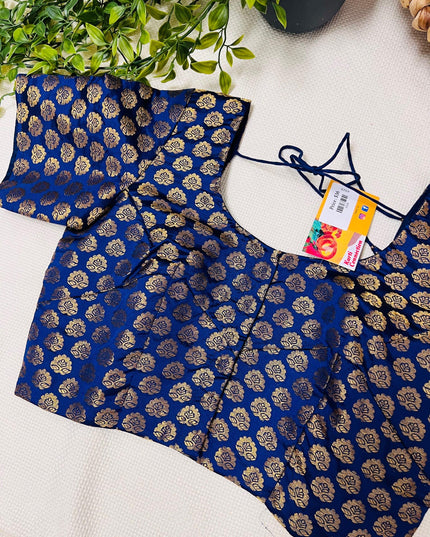 Navy blue Blouse | front hooks - Kurti Connection USA
