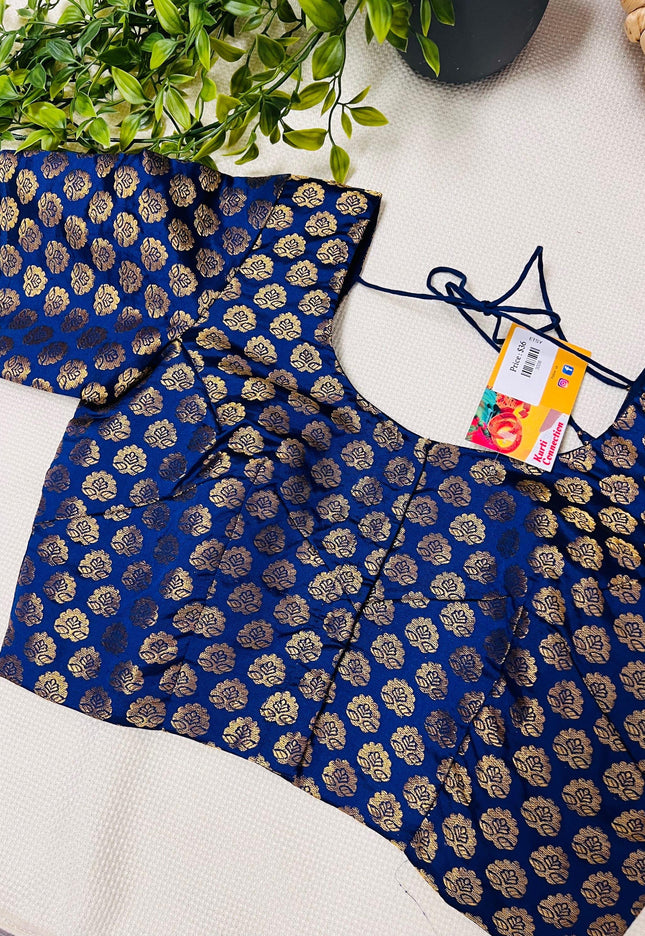 Navy blue Blouse | front hooks - Kurti Connection USA