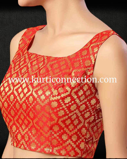 Red Sleeveless blouse - Kurti Connection USA