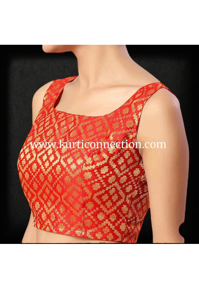 Red Sleeveless blouse - Kurti Connection USA