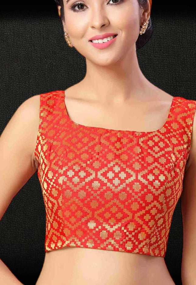 Red Sleeveless blouse - Kurti Connection USA