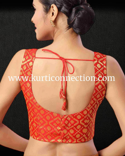 Red Sleeveless blouse - Kurti Connection USA