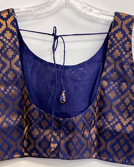 Navy blue sleeveless blouse - Kurti Connection USA