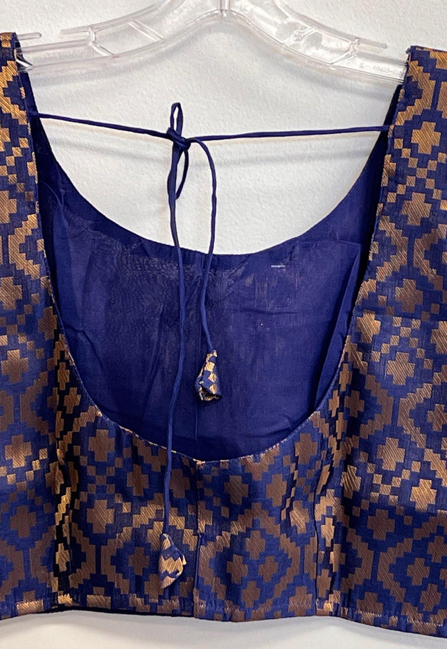 Navy blue sleeveless blouse - Kurti Connection USA