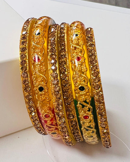 Multi color stone bangles - Kurti Connection USA