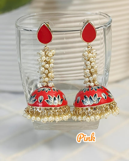 Meenakari jhumki, long jhumki - Kurti Connection USA