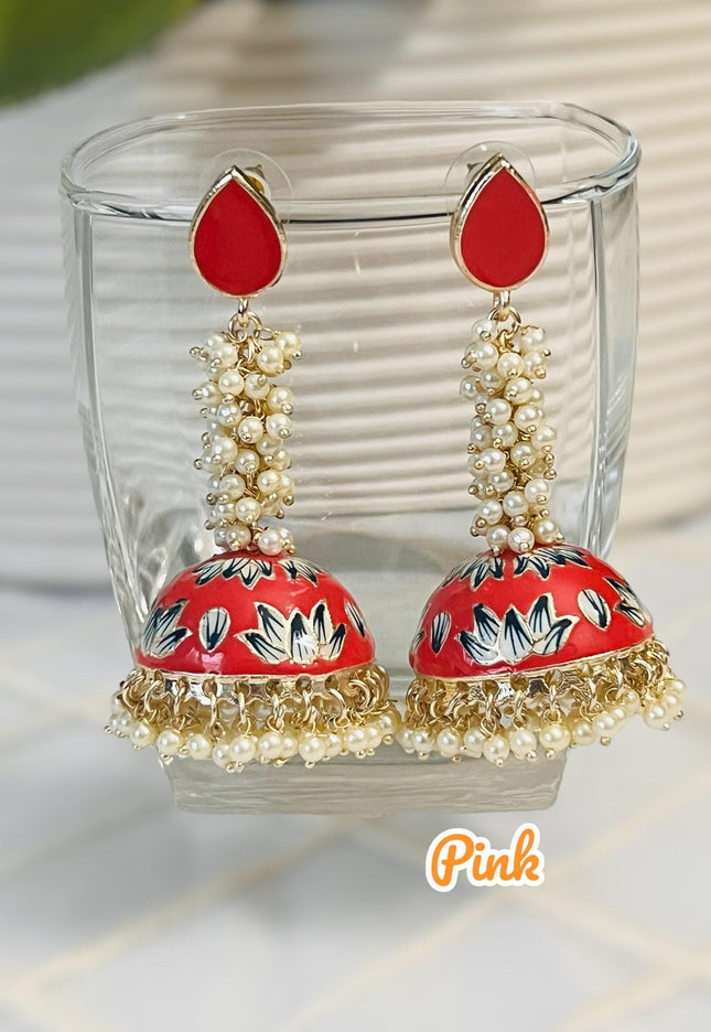 Meenakari jhumki, long jhumki - Kurti Connection USA