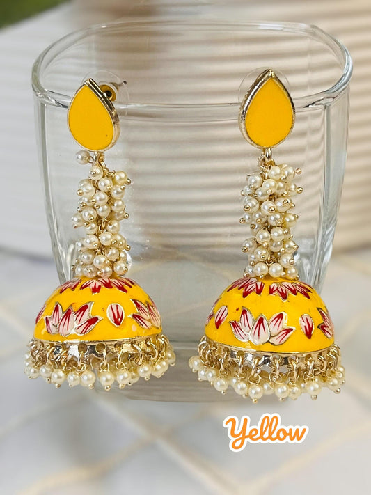 Meenakari jhumki, long jhumki