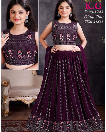Chiffon lehenga Choli set for kids/ girls - Kurti Connection USA