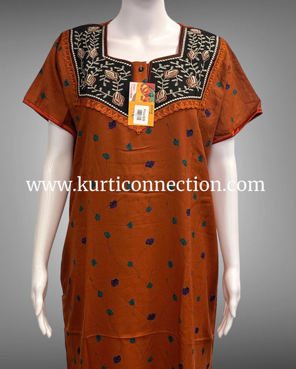 9124 soft cotton nighty, Indian nighty - Kurti Connection USA