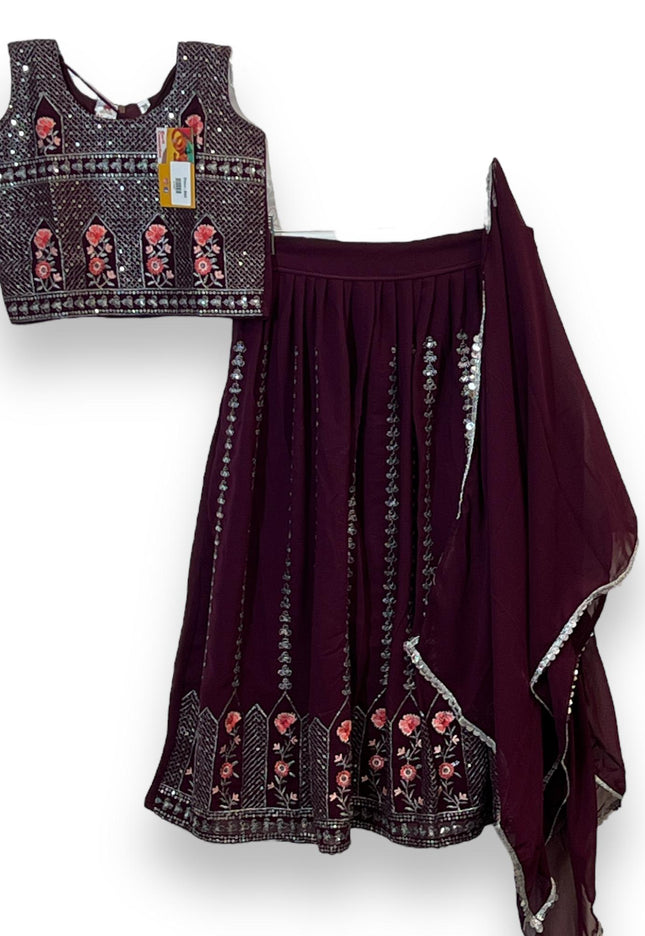Chiffon lehenga Choli set for kids/ girls - Kurti Connection USA